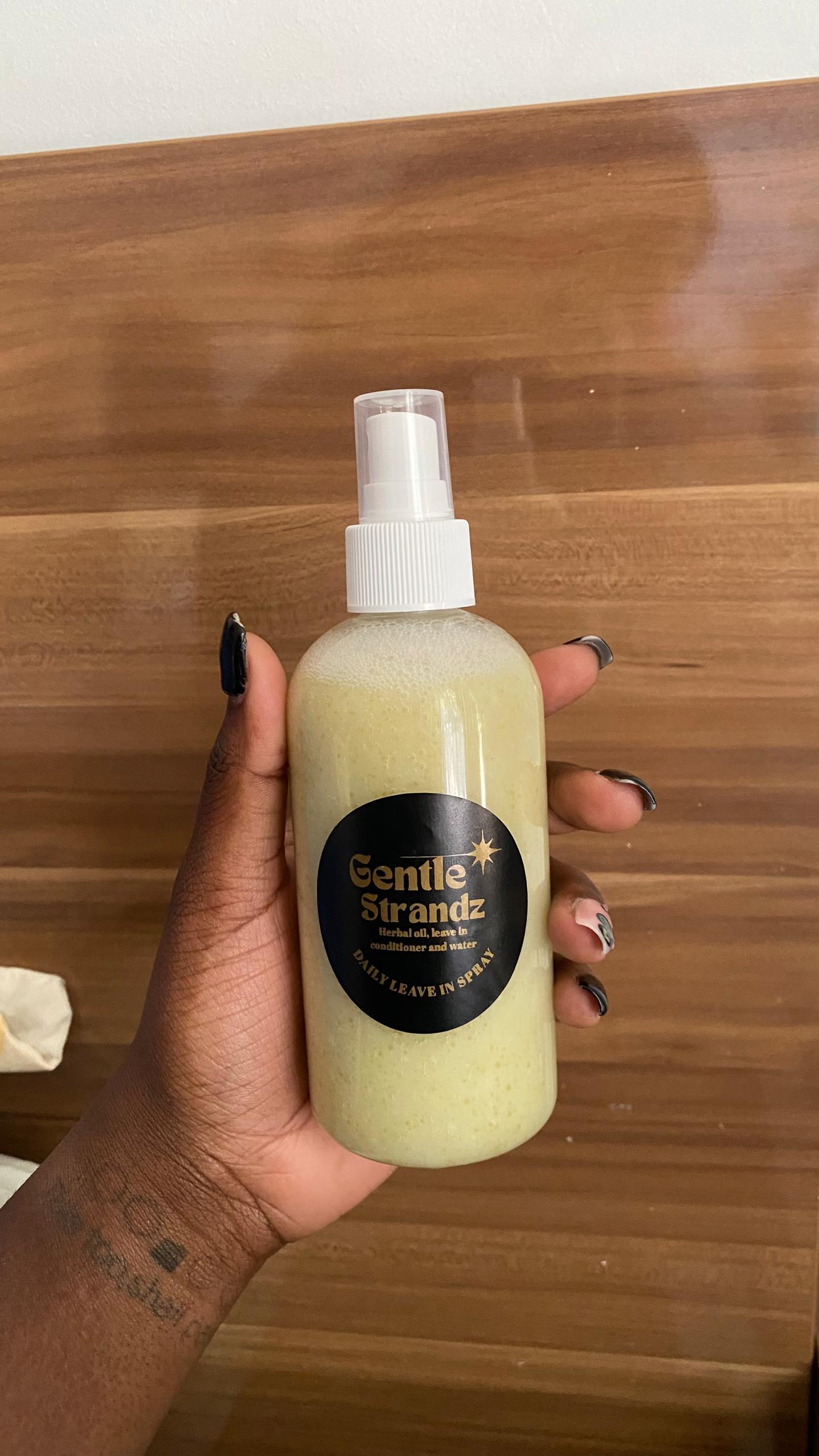 Original real-life Gentle Strandz leave-in spray photograph