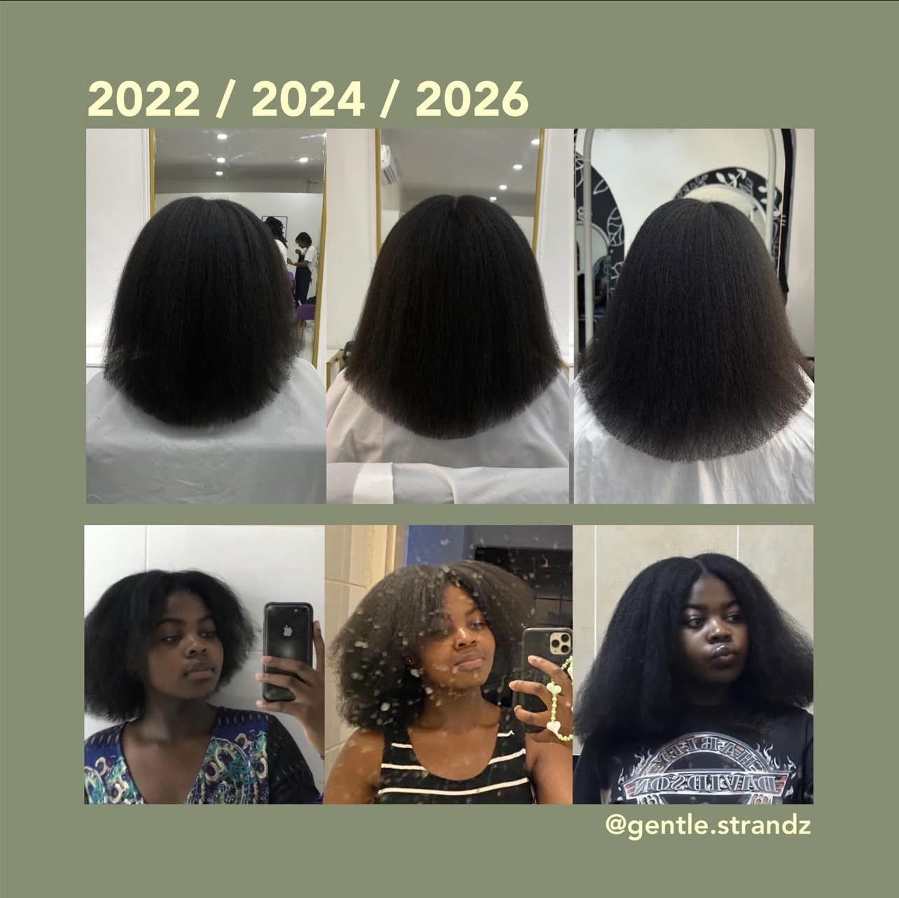 Original hair progress collage labelled 2022, 2024 and 2026